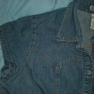 Faded Glory Cap Sleeved Blue Denim Collared Top SZ Large Lrg