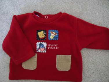 Disney Red plush Winnie the Pooh Tigger Eyore LS Top SZ 3-6 mos