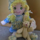2 Item Lot Soft bodied Atico Intl. doll & Jointed Bunny Chenille Collection 1999