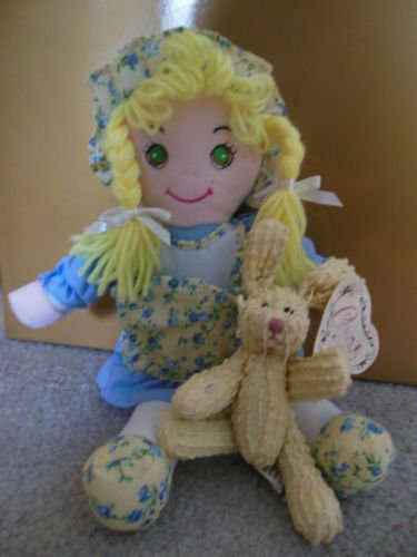 2 Item Lot Soft bodied Atico Intl. doll & Jointed Bunny Chenille Collection 1999