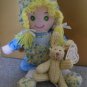 2 Item Lot Soft bodied Atico Intl. doll & Jointed Bunny Chenille Collection 1999
