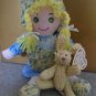 2 Item Lot Soft bodied Atico Intl. doll & Jointed Bunny Chenille Collection 1999