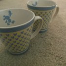 DISNEY Set of 2 Mickey Mouse Coffee Ceramic Stoneware Cups Mugs yellow & blue