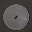Vintage Collectible Enamelware Cream White & Red Enameled enamel lid 9 ¼”