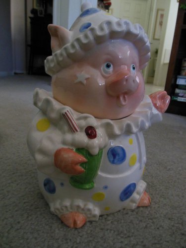 Cookie Jar Vintage Cara Marks Sigma  COLLECTIBLE Ceramic CIRCUS CLOWN Costumed