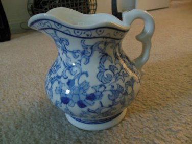 BLUE & WHITE ORIENTAL PITCHER MADE IN CHINA