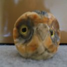 OWL’S HEAD PAPERWEIGHT Owl Figurine Stained Natural Stone CARVED STONE