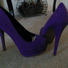 QUPID TATUM 01 PEEPTOE VIOLET PURPLE FAUX SUEDE STILLETTO HEELS SIZE 7 ½