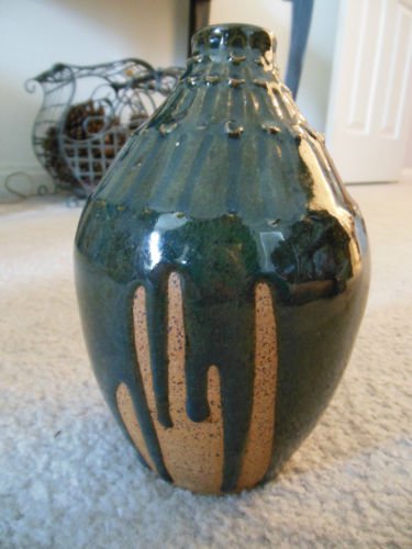 Drip glazed pottery vase signed Seline on bottom
