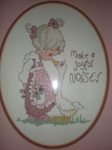Precious Moments FINISHED AND COMPLETED COUNTED CROSS STITCH GIRL WITH GOOSE