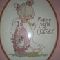 Precious Moments FINISHED AND COMPLETED COUNTED CROSS STITCH GIRL WITH GOOSE