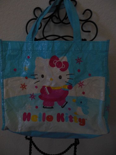 SANRIO HELLO KITTY TURQUOISE VINYL TOTE  12 X 10 inch Preowned