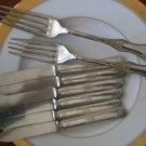Flower Pattern 1906 by R C Co  2 Forks & 6 Fruit Knives Silverplate