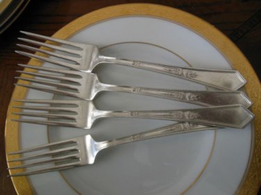 LA TOURAINE Pattern 1920 Anchor Rogers International Silver 4 Forks