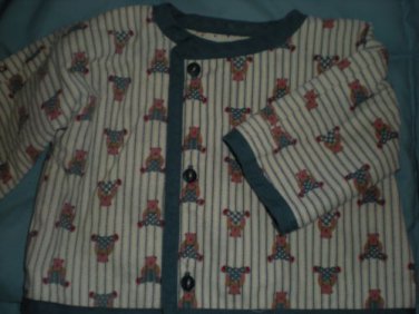 LIGHTWEIGHT JACKET, HANDMADE 3 MONTH TEDDY BEAR PATTERN REVERSABLE