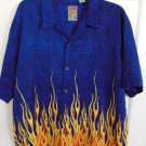 PINEAPPLE CONNECTION Circuits & Flames Hawaiian Aloha Camp Sport Shirt Large
