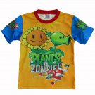 Plants vs Zombies Sunflower Peashooter T Shirt for Kids Orange and Blue - Size 11 Yrs