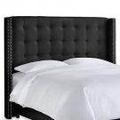 Skyline Nail Button Tufted Wingback Headboard in Premier Black - KING