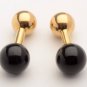TIFFANY  AND CO.  CUFF LINKS ~14 K YELLOW GOLD AND ONYX BARBELL  STYLE ~ RARE ~