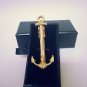 ANCHOR TIE BAR ~ 18 K GOLD PLATE ~ NICE ~ NIB ~