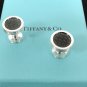 TIFFANY AND CO. ~ PALOMA PICASSO ~ CUFF LINKS ~ CARBON FIBER IN SILVER ~ SOPHISTICATED ~ MODERN !!