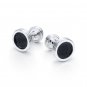 TIFFANY AND CO. ~ PALOMA PICASSO ~ CUFF LINKS ~ CARBON FIBER IN SILVER ~ SOPHISTICATED ~ MODERN !!