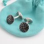 TIFFANY AND CO. CUFF LINKS ~ SOLID SILVER AND BLACK ENAMEL ~ ENGLAND ~  STUNNING !!!