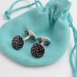 TIFFANY AND CO. CUFF LINKS ~ SOLID SILVER AND BLACK ENAMEL ~ ENGLAND ~  STUNNING !!!
