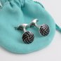 TIFFANY AND CO. CUFF LINKS ~ SOLID SILVER AND BLACK ENAMEL ~ ENGLAND ~ STUNNING !!!