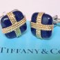 TIFFANY AND CO. CUFF LINKS ~ RARE ~ 14 K GOLD OVER BLACK ONYX ~ BOX AND POUCH