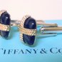 TIFFANY AND CO. CUFF LINKS ~ RARE ~ 14 K GOLD OVER BLACK ONYX ~ BOX AND POUCH