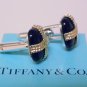 TIFFANY AND CO. CUFF LINKS ~ RARE ~ 14 K GOLD OVER BLACK ONYX ~ BOX AND POUCH