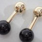 TIFFANY  AND CO.  CUFF LINKS ~14 K YELLOW GOLD AND ONYX BARBELL  STYLE ~ RARE ~