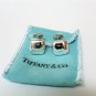 TIFFANY AND CO. CUFF LINKS ~ SQUARE BUTTON - WEDDING ~ 925 STERLING ~ BOX AND POUCH ~ EXCELLENT !!!
