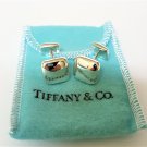 TIFFANY AND CO. CUFF LINKS ~ SQUARE BUTTON - WEDDING ~ 925 STERLING ~ BOX AND POUCH ~ EXCELLENT !!!