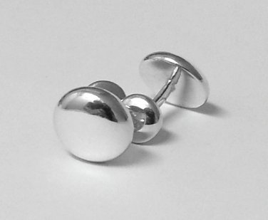 TIFFANY AND CO, CUFF LINKS ~ ROUND BUTTON ~ 925 SOLID SILVER ~ BOX AND POUCH ~ EXCELLENT !!!