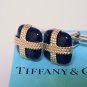 TIFFANY AND CO. CUFF LINKS ~ RARE ~ 14 K GOLD OVER BLACK ONYX ~ BOX AND POUCH