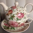 Saddlebrooke Porcelain Pink Rose Teapot With Gold Accents
