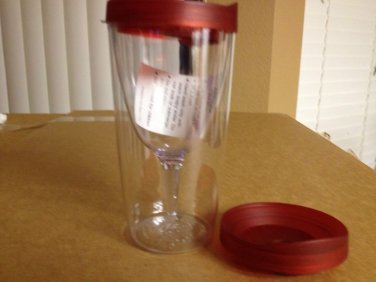 Red Top Vino2Go Double Wall Insulated Acrylic Travel Wine Tumbler w/Bonus Lid