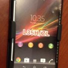 AMZER BLACK SHELLSTER SHELL CASE + BELT CLIP + KICKSTAND FOR SONY XPERIA ZL L35a