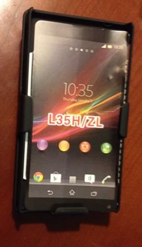 AMZER BLACK SHELLSTER SHELL CASE + BELT CLIP + KICKSTAND FOR SONY XPERIA ZL L35a