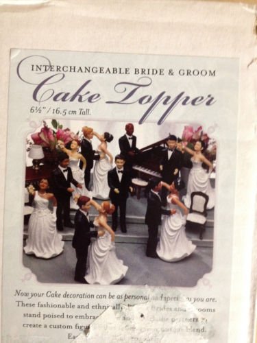 WEDDING INTERCHANGEABLE DANCING BRIDE/GROOM CAKE TOPPER (Bald Groom)