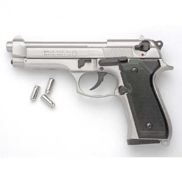 Beretta M92 Semi Automatic Blank Firing Gun Nickel Finish Replica