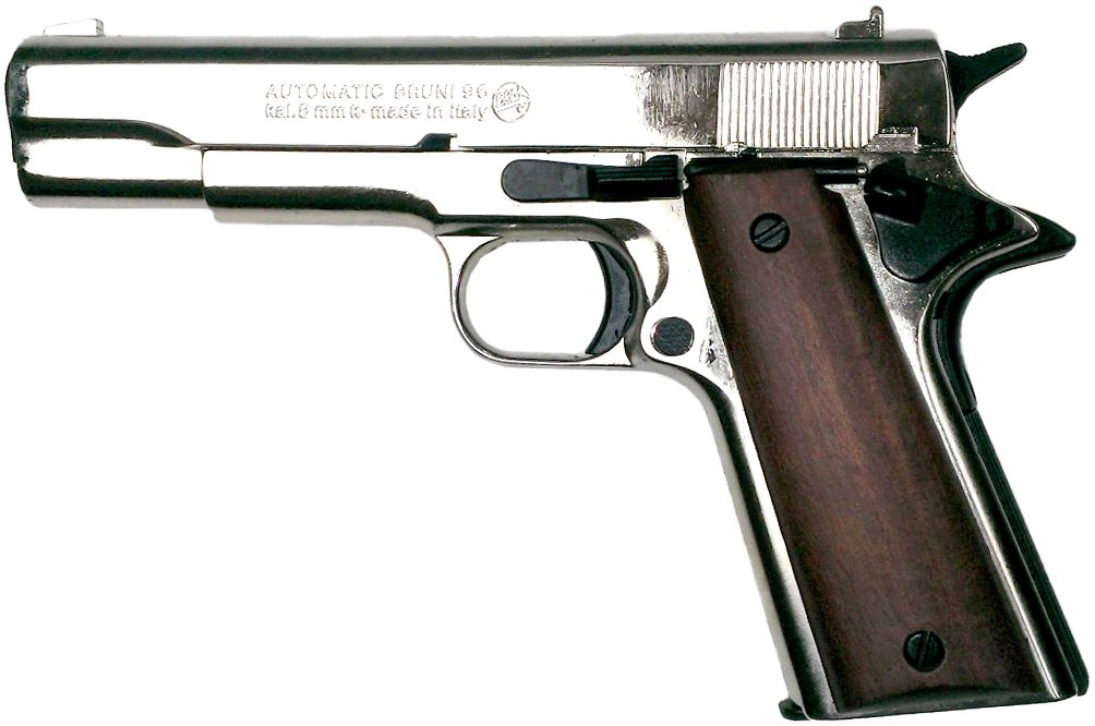 M1911 High Polish Nickel .45 Government Automatic Blank Firing Pistol