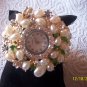 Pearl crystal bangle watch cuff