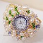 Pearl crystal bangle watch cuff