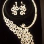 White Peacock rhinestone crystal jewelry set