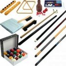 32 piece Billiards Accessories Kit for your Pool Table Balls Cues Triangle Rack