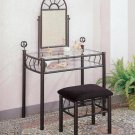 New Black Wrought Iron Vanity Make Up Table Set Bedroom Furniture