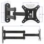 Articulating Arm TV Wall Mount Bracket Swivel Rotate 180 degrees Fits 12-24" Monitors TVs